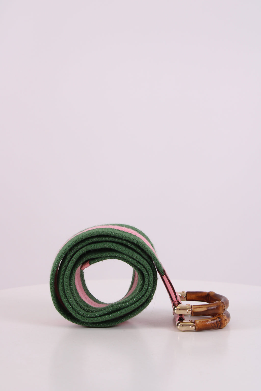 Gucci Stripe Bamboo Buckle Belt Green/ Pink 80.32