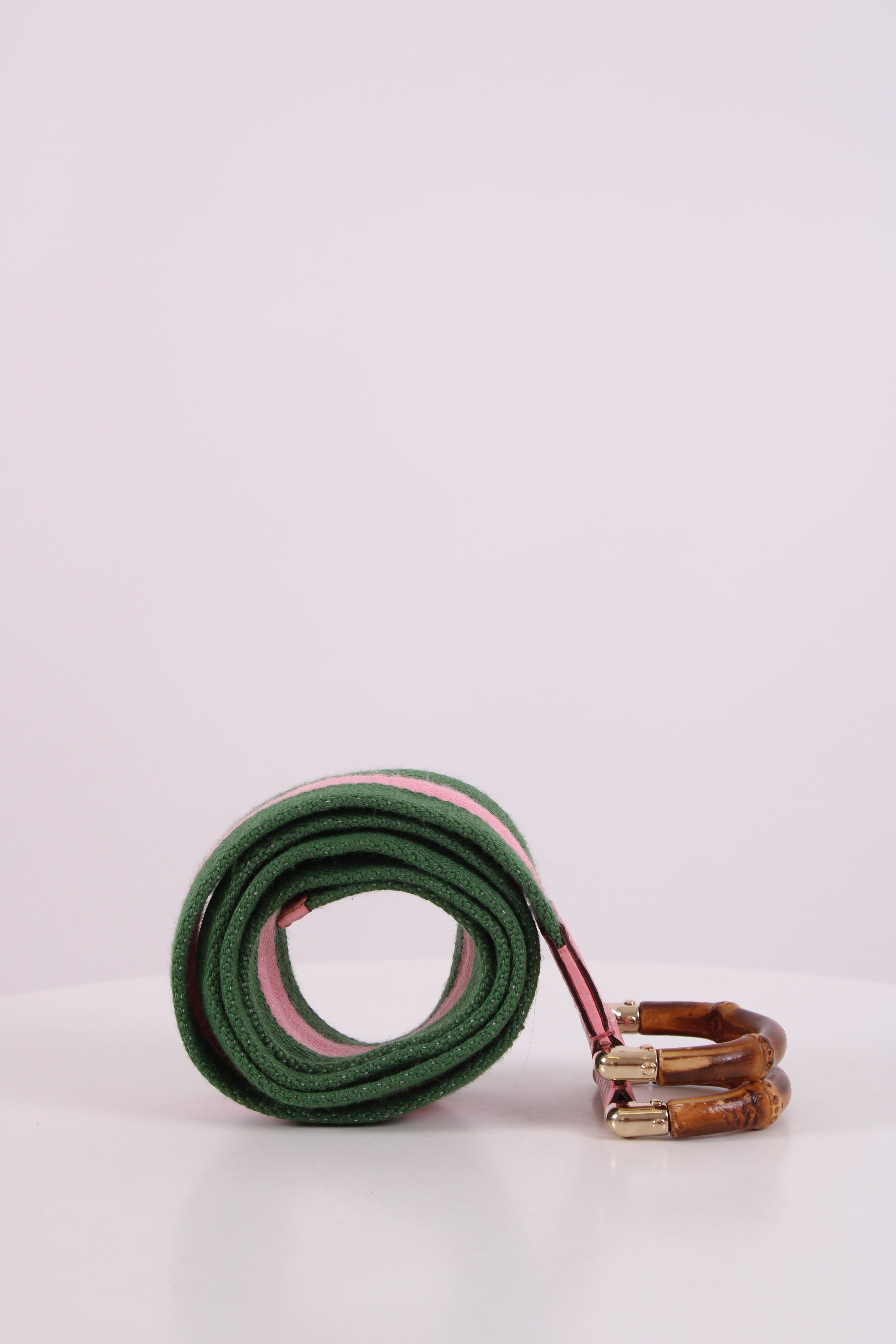 Gucci Stripe Bamboo Buckle Belt Green/ Pink 80.32