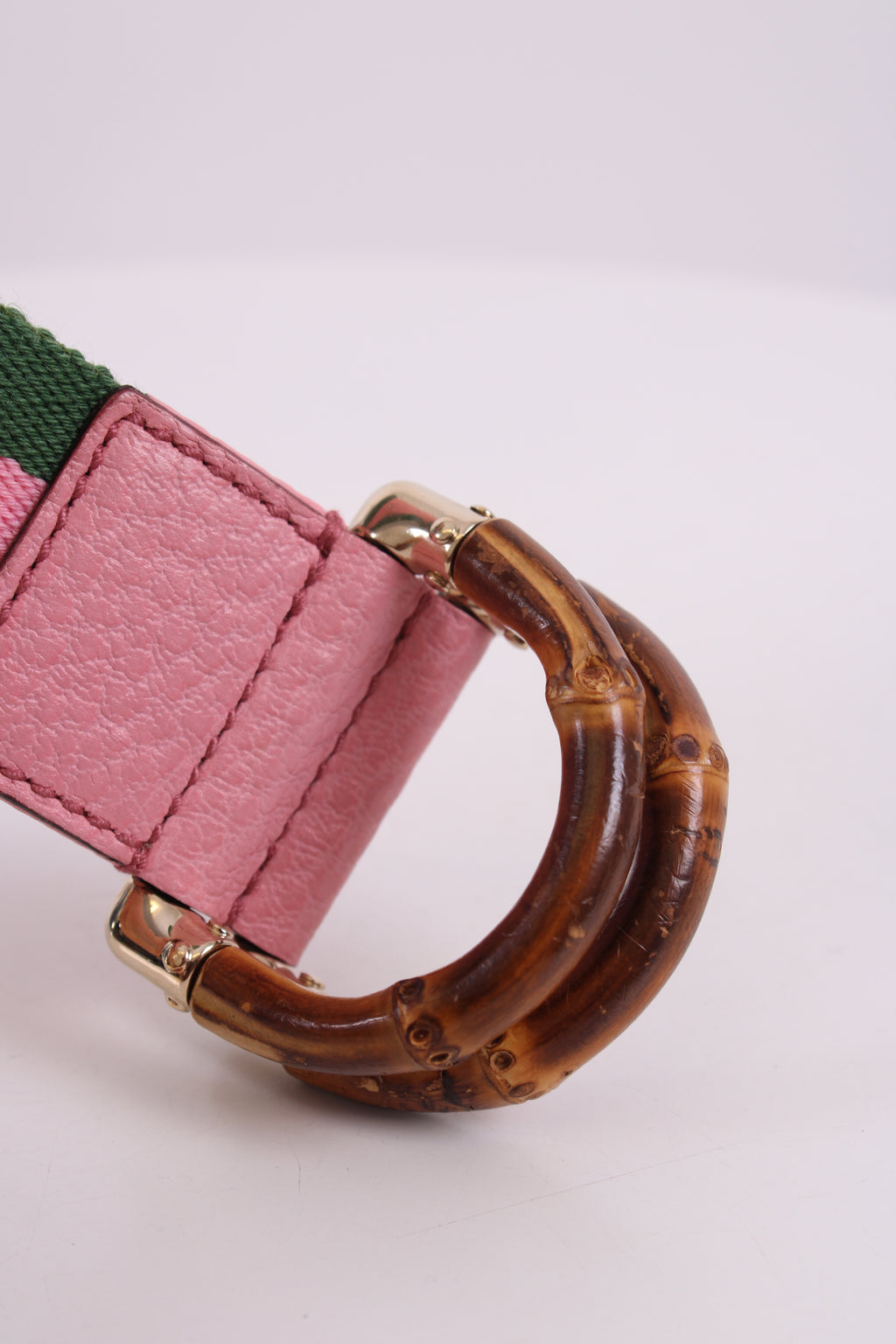 Gucci Stripe Bamboo Buckle Belt Green/ Pink 80.32
