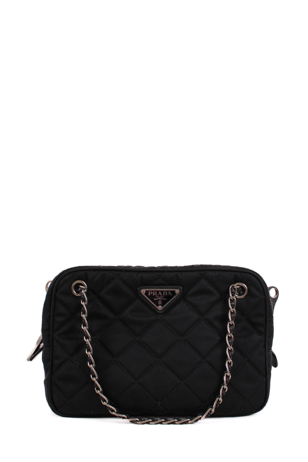 Prada Quilted Nylon Tessuto Shoulder Bag Medium Black