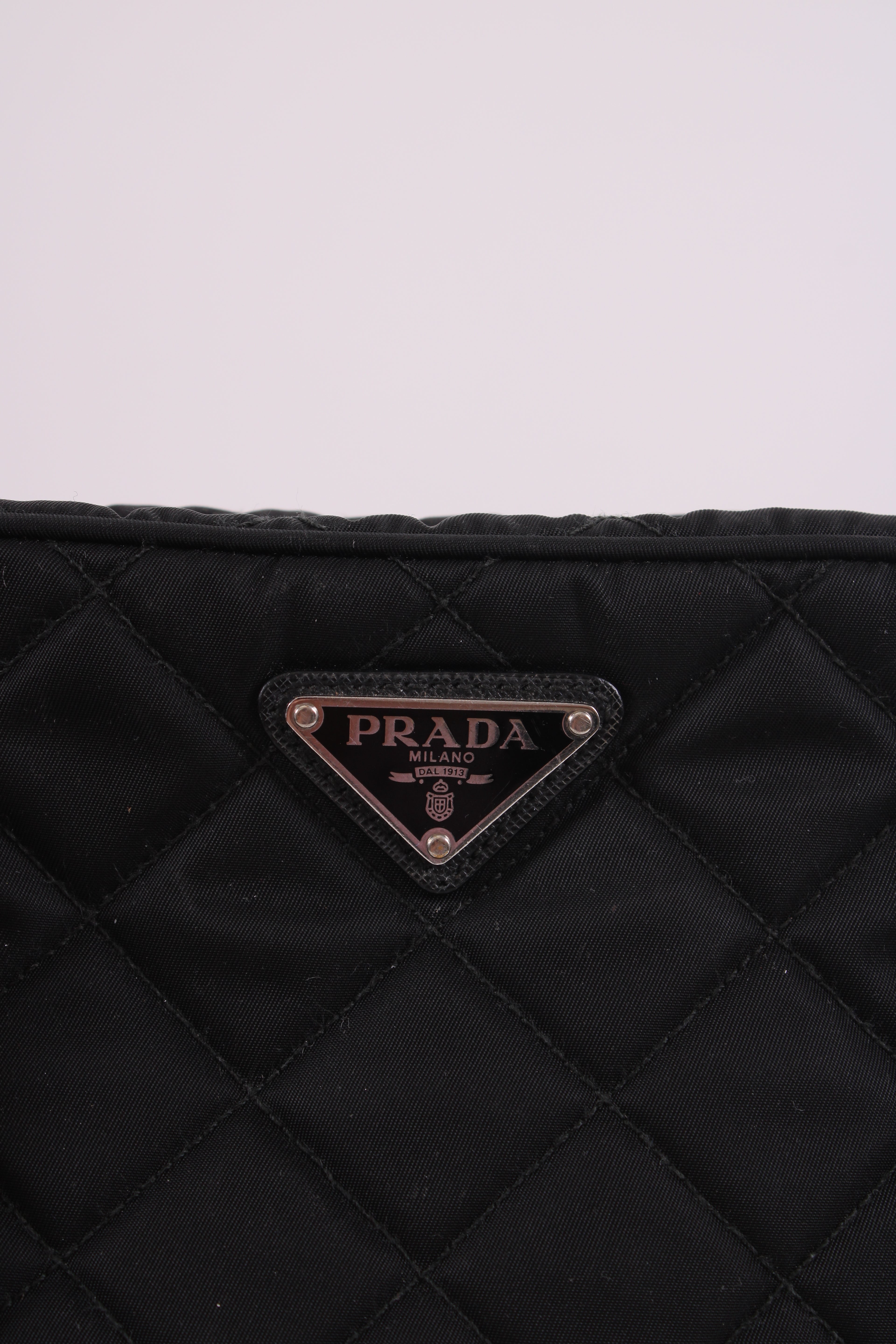Prada Quilted Nylon Tessuto Shoulder Bag Medium Black