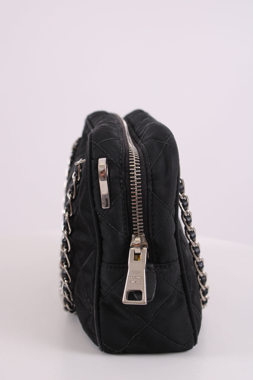 Prada Quilted Nylon Tessuto Shoulder Bag Medium Black