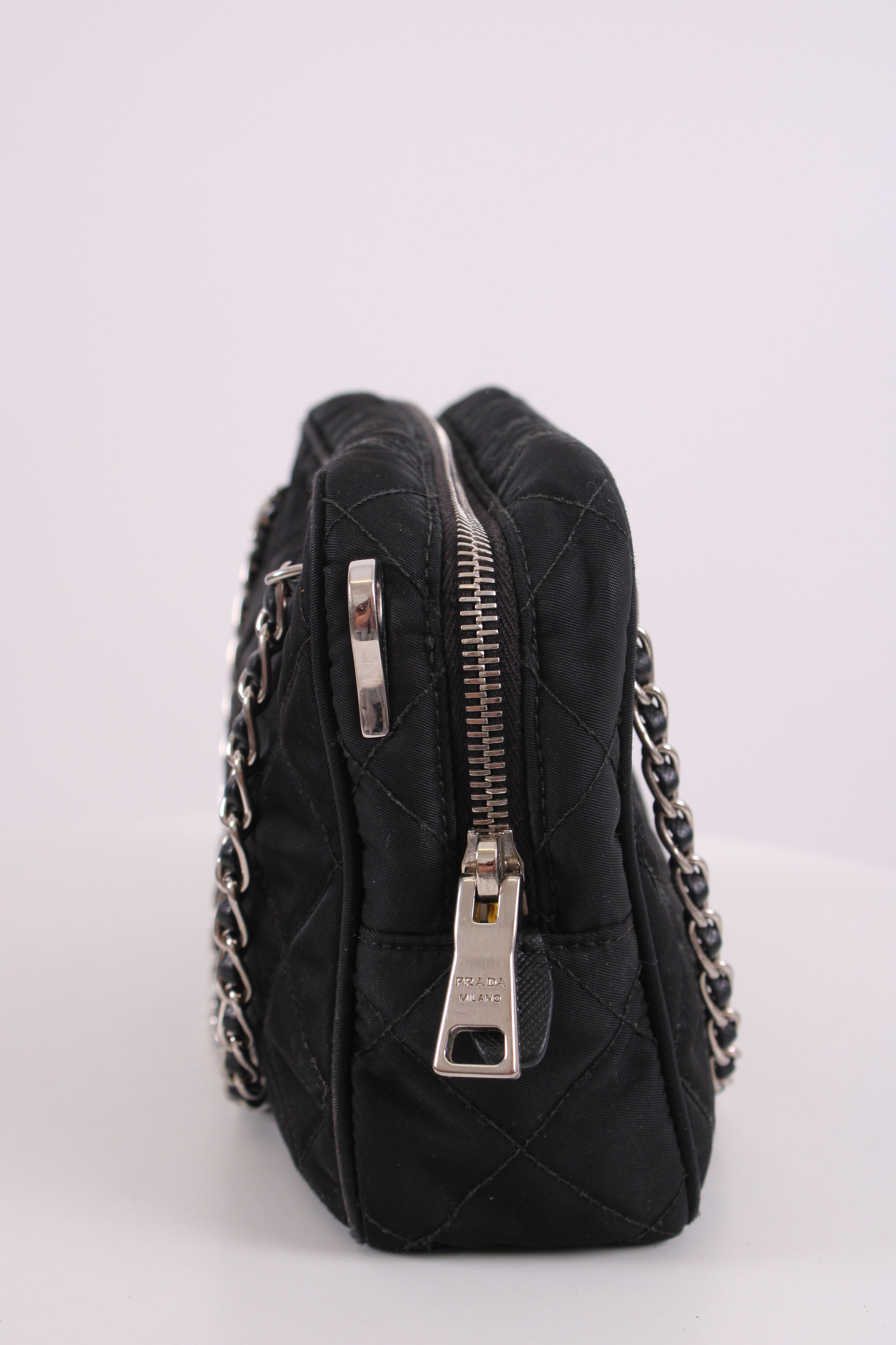 Prada Quilted Nylon Tessuto Shoulder Bag Medium Black