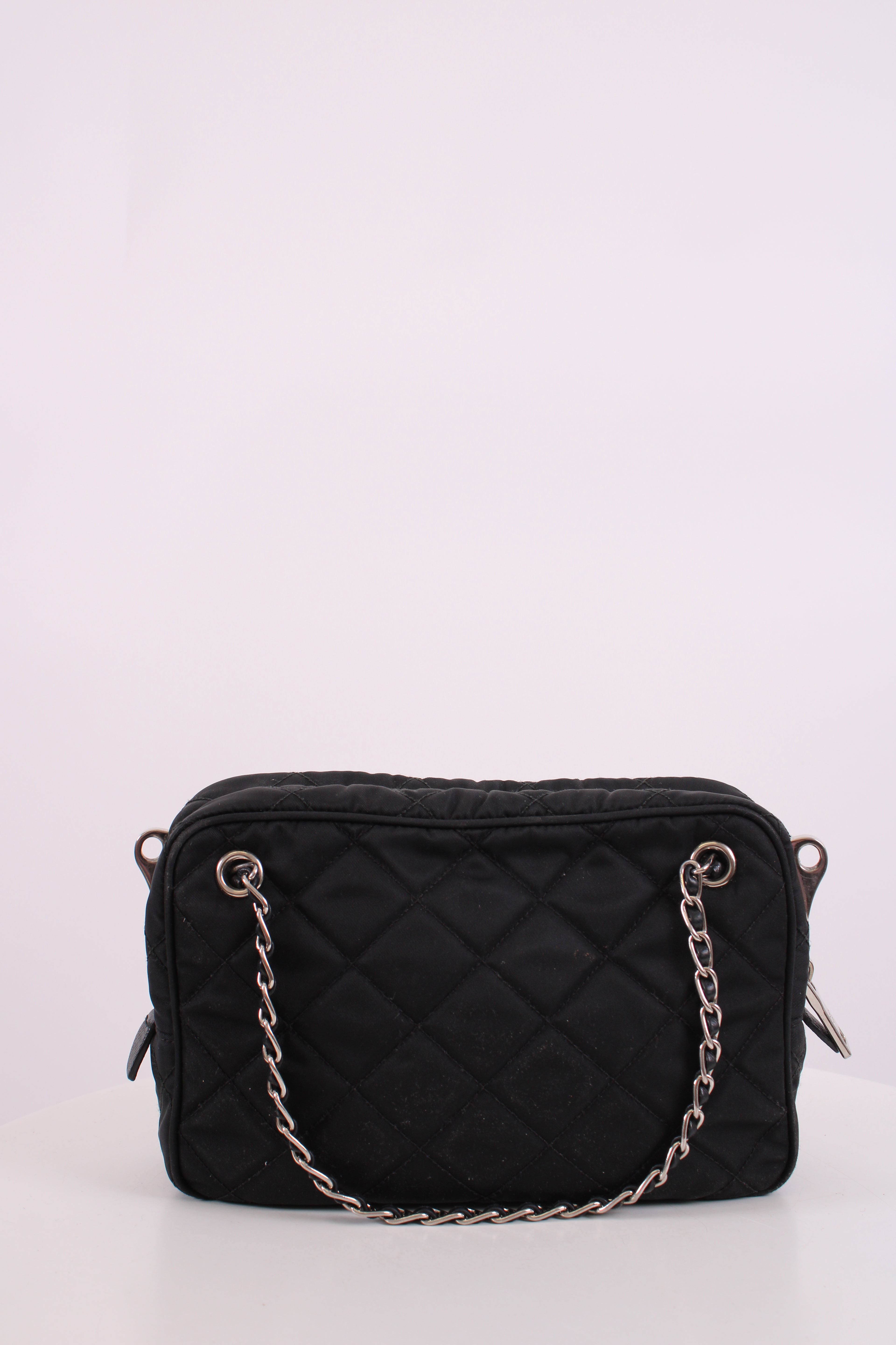 Prada Quilted Nylon Tessuto Shoulder Bag Medium Black