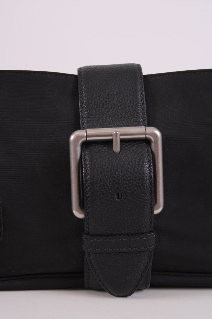 Bottega Veneta Nylon Leather Shoulder Bag Black