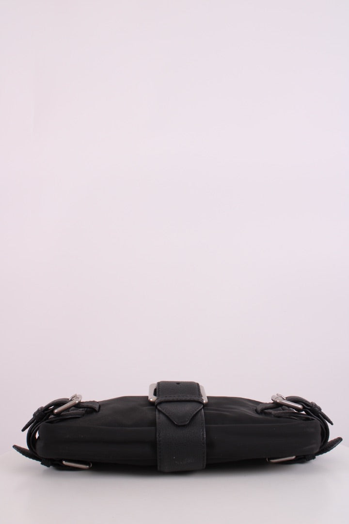 Bottega Veneta Nylon Leather Shoulder Bag Black