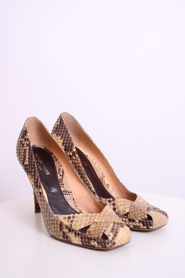 Sergio Rossi Python Square toe heels Snakeskin 39