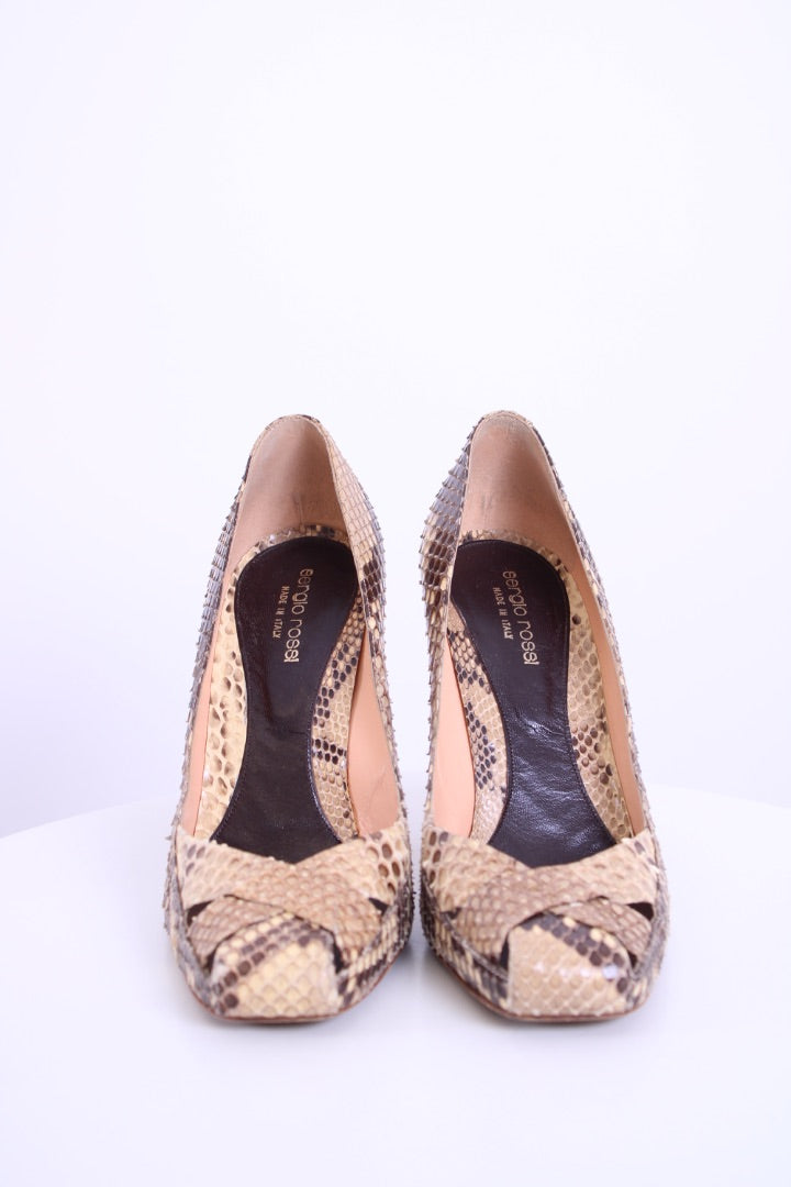 Sergio Rossi Python Square toe heels Snakeskin 39