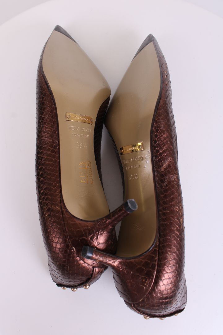 Dolce & Gabbana Python pointed toe kitten heels Bronze Python 38.5