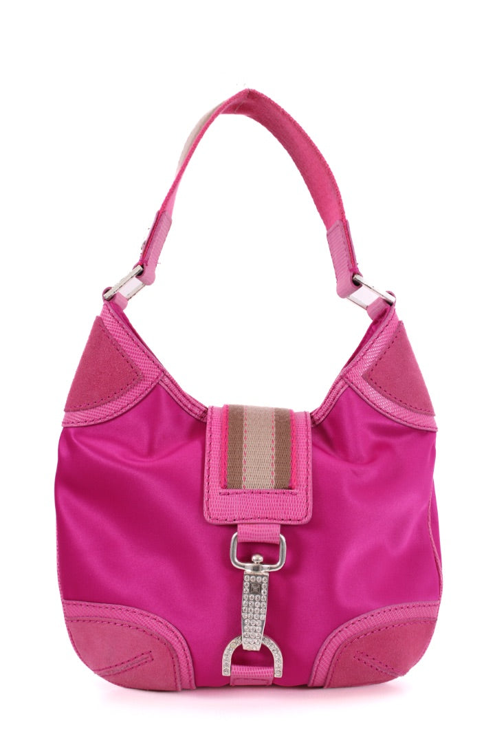 Michael Kors Fuscia silk and diamante mini shoulder bag Pink