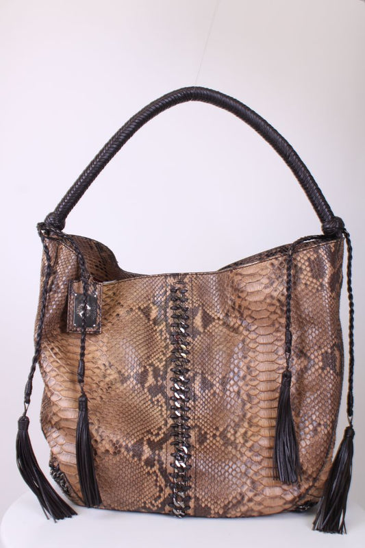 Roberto Cavalli Python/snake hobo bag Brown Large