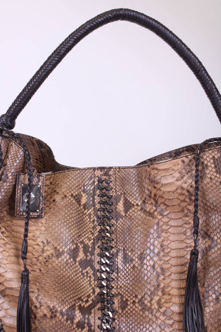 Roberto Cavalli Python/snake hobo bag Brown Large