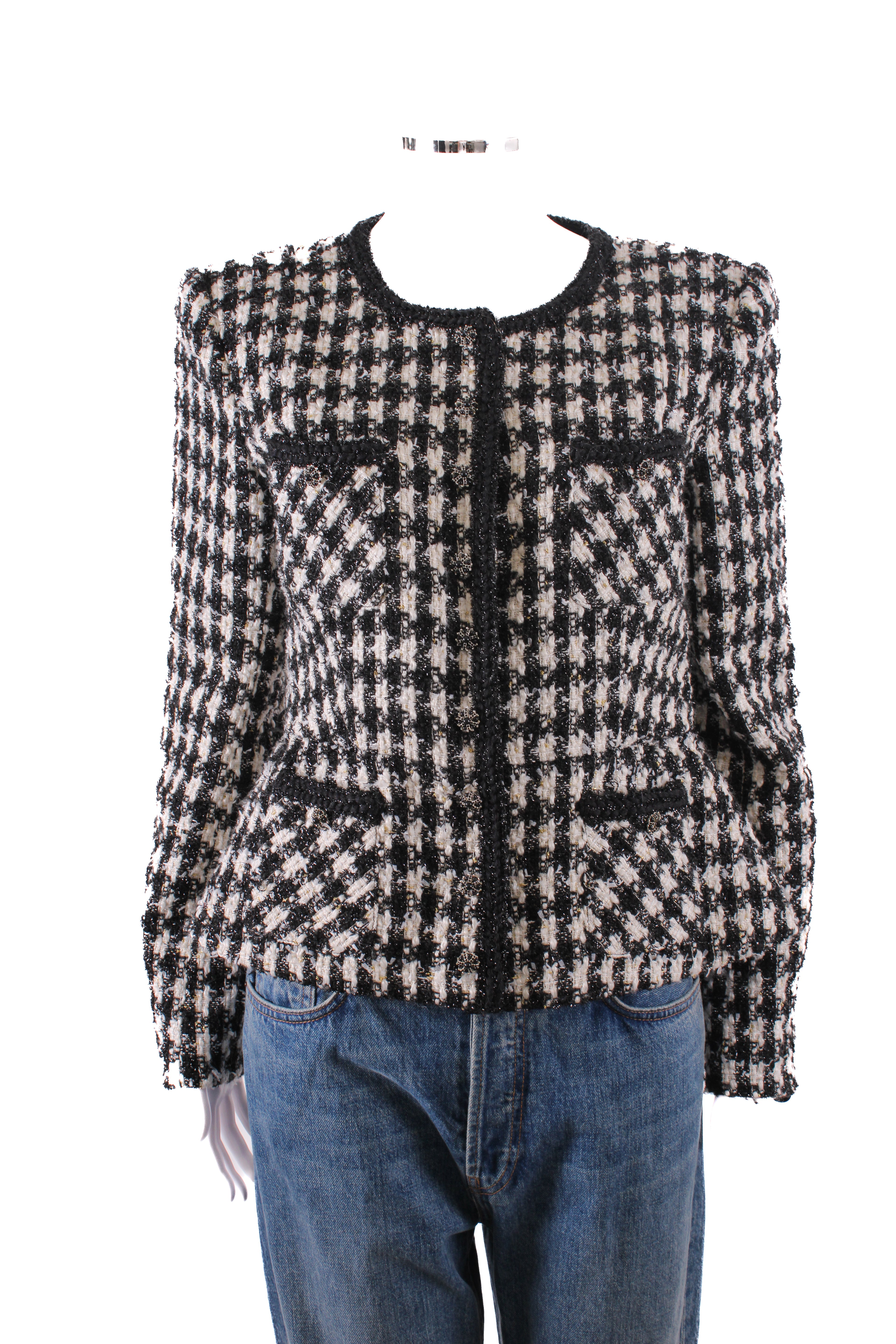Self Portrait Check Boucle Jacket Black/ White 14