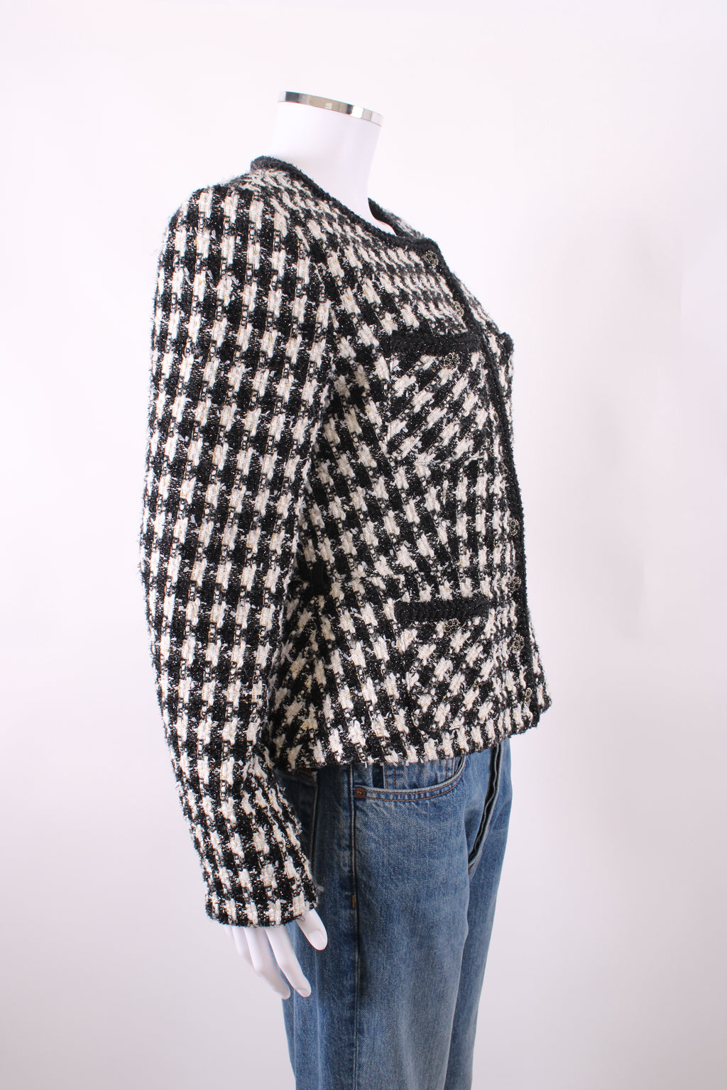 Self Portrait Check Boucle Jacket Black/ White 14