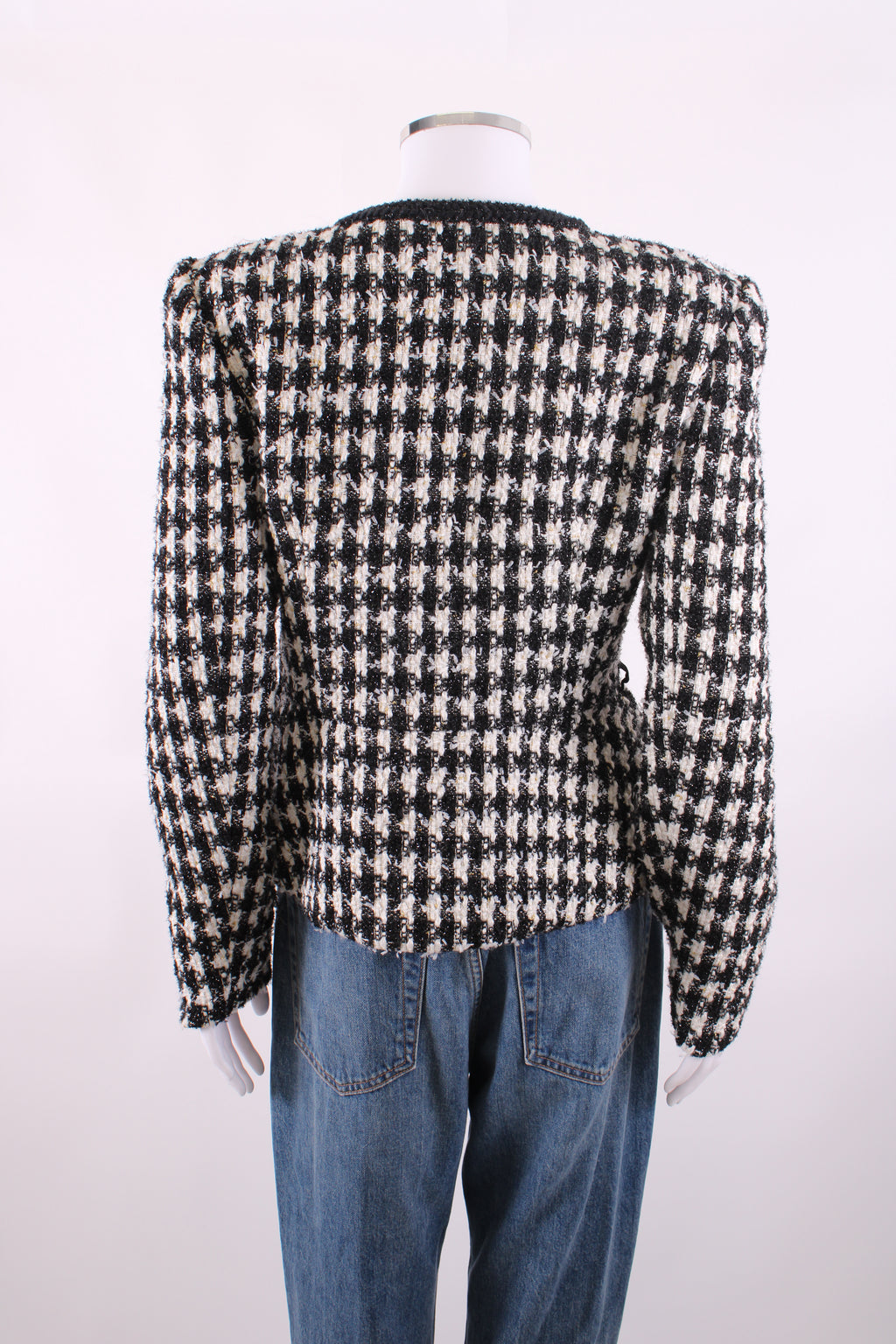 Self Portrait Check Boucle Jacket Black/ White 14