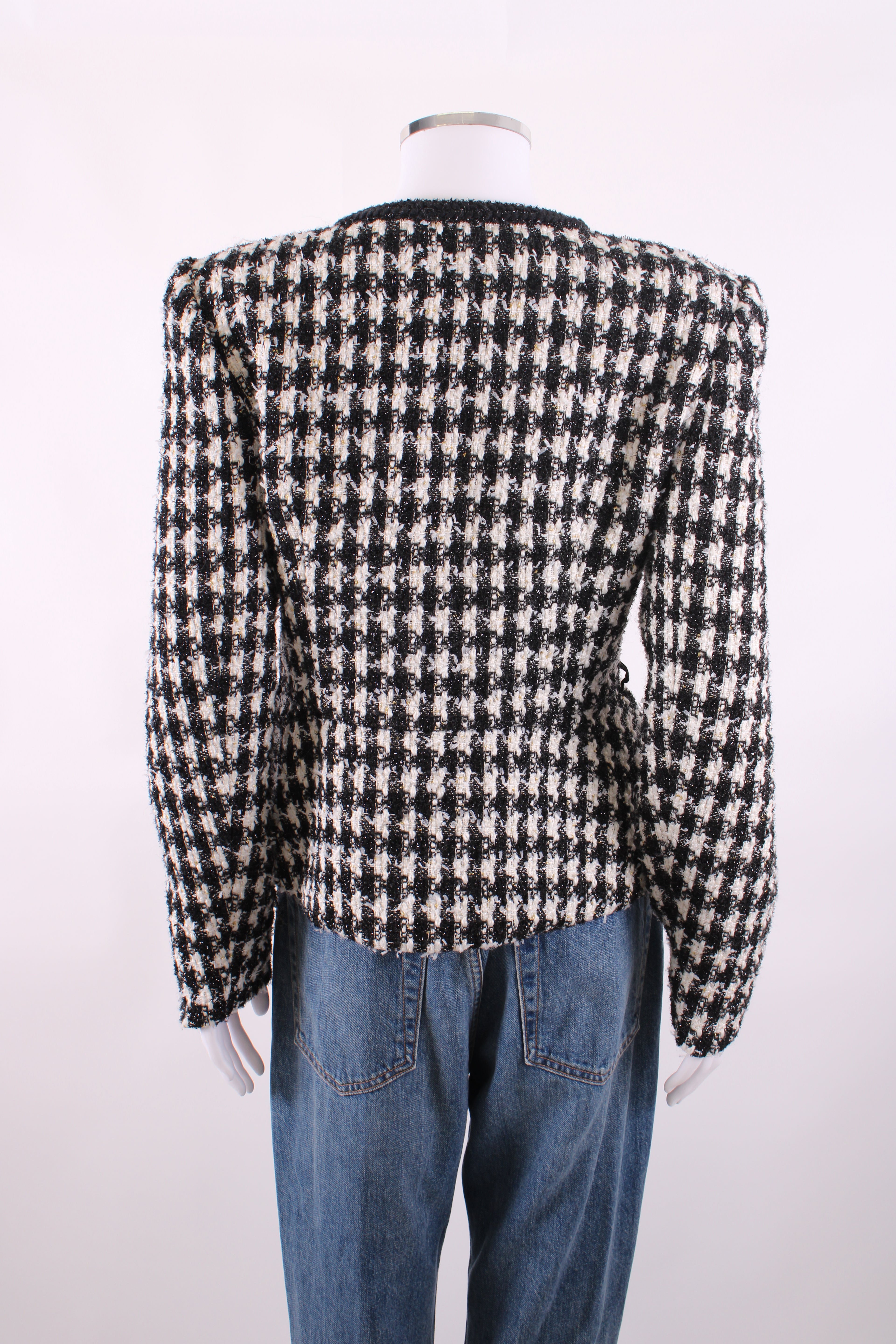 Self Portrait Check Boucle Jacket Black/ White 14