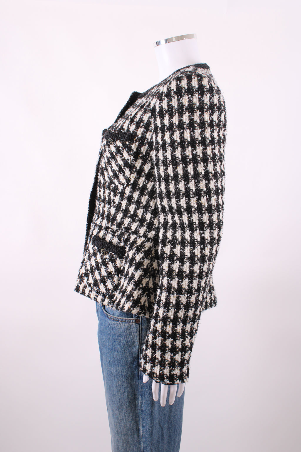 Self Portrait Check Boucle Jacket Black/ White 14