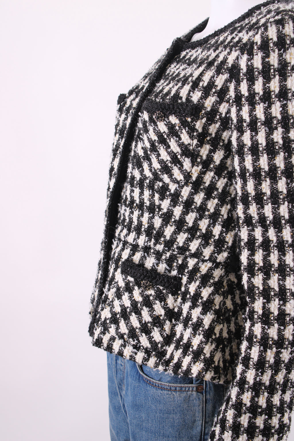Self Portrait Check Boucle Jacket Black/ White 14