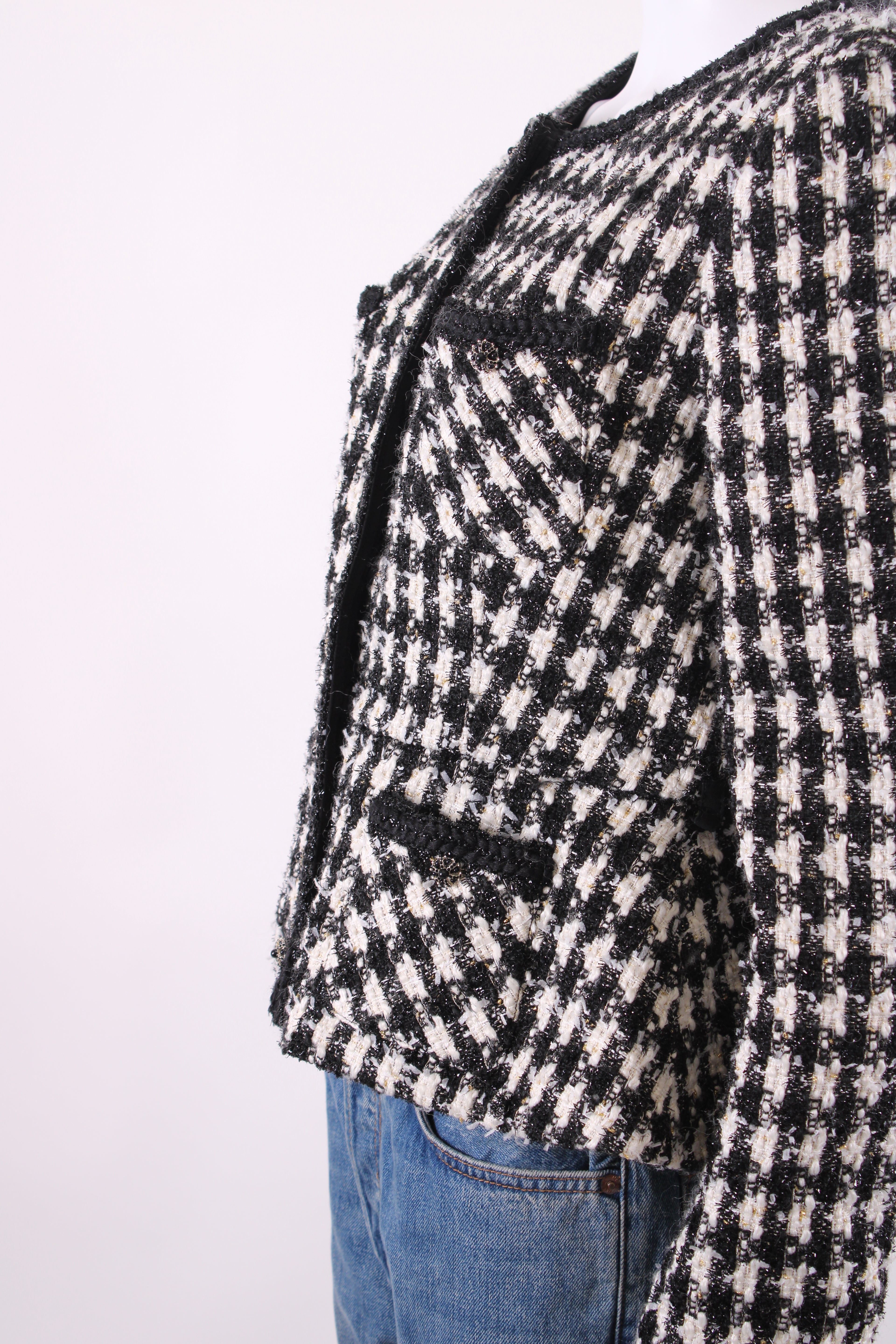 Self Portrait Check Boucle Jacket Black/ White 14