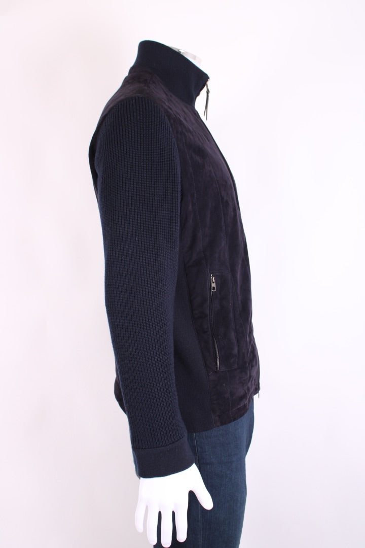 Ermenegildo Zegna Suede/ Knitted Sleeve Jacket Navy S