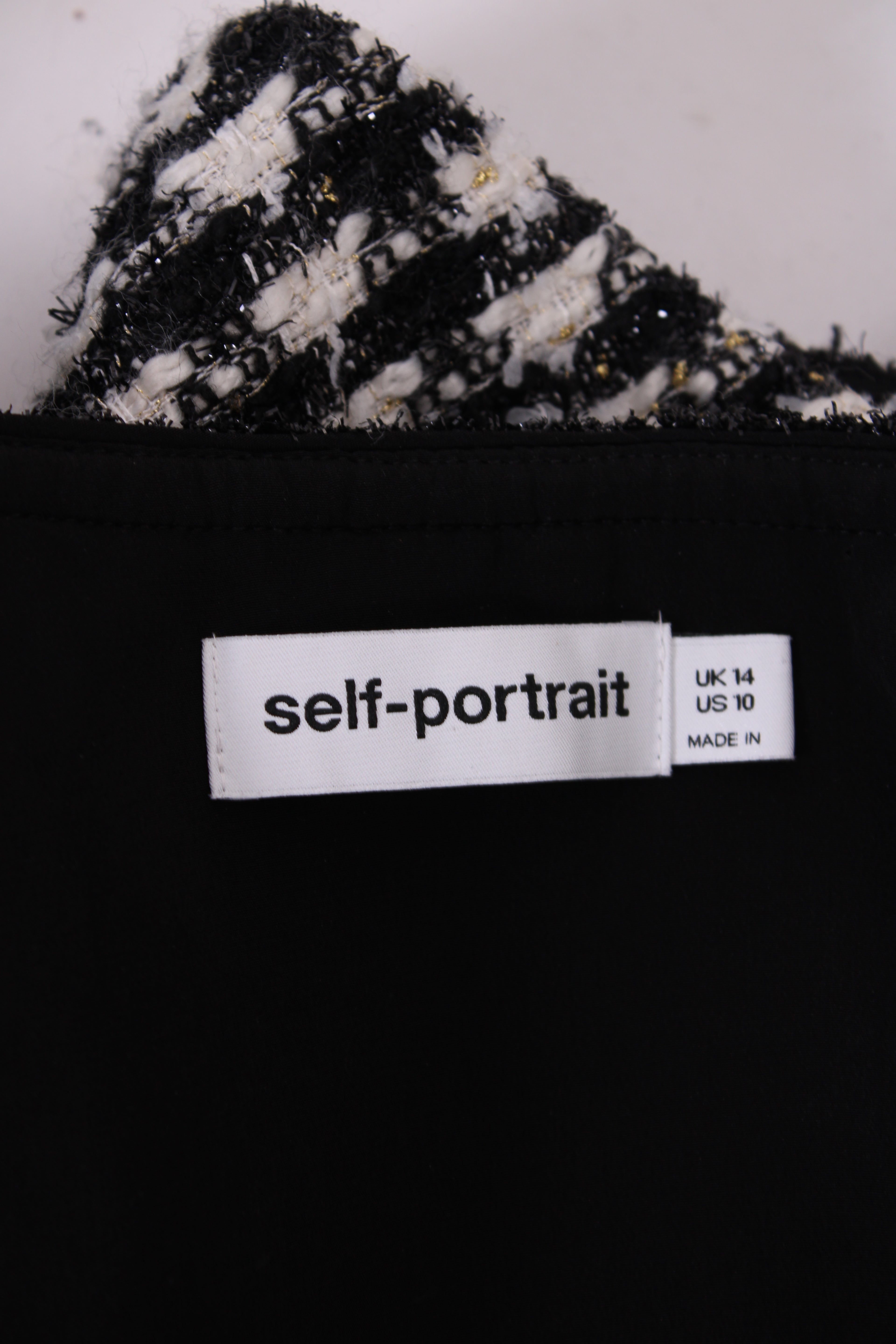 Self Portrait Check Boucle Jacket Black/ White 14