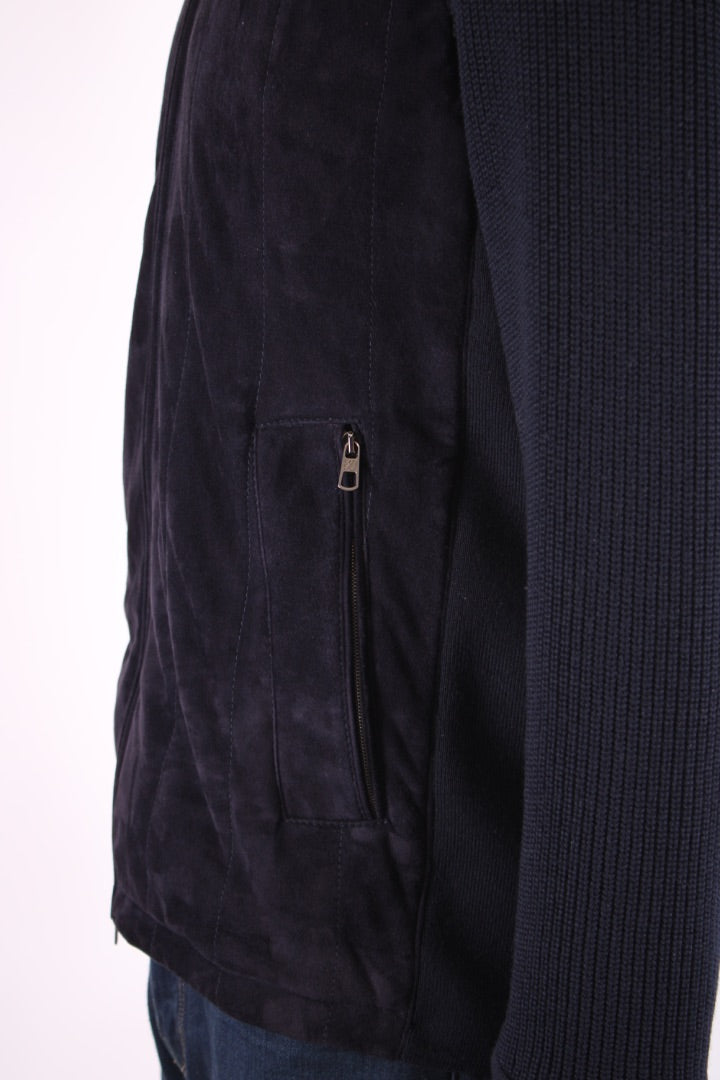 Ermenegildo Zegna Suede/ Knitted Sleeve Jacket Navy S