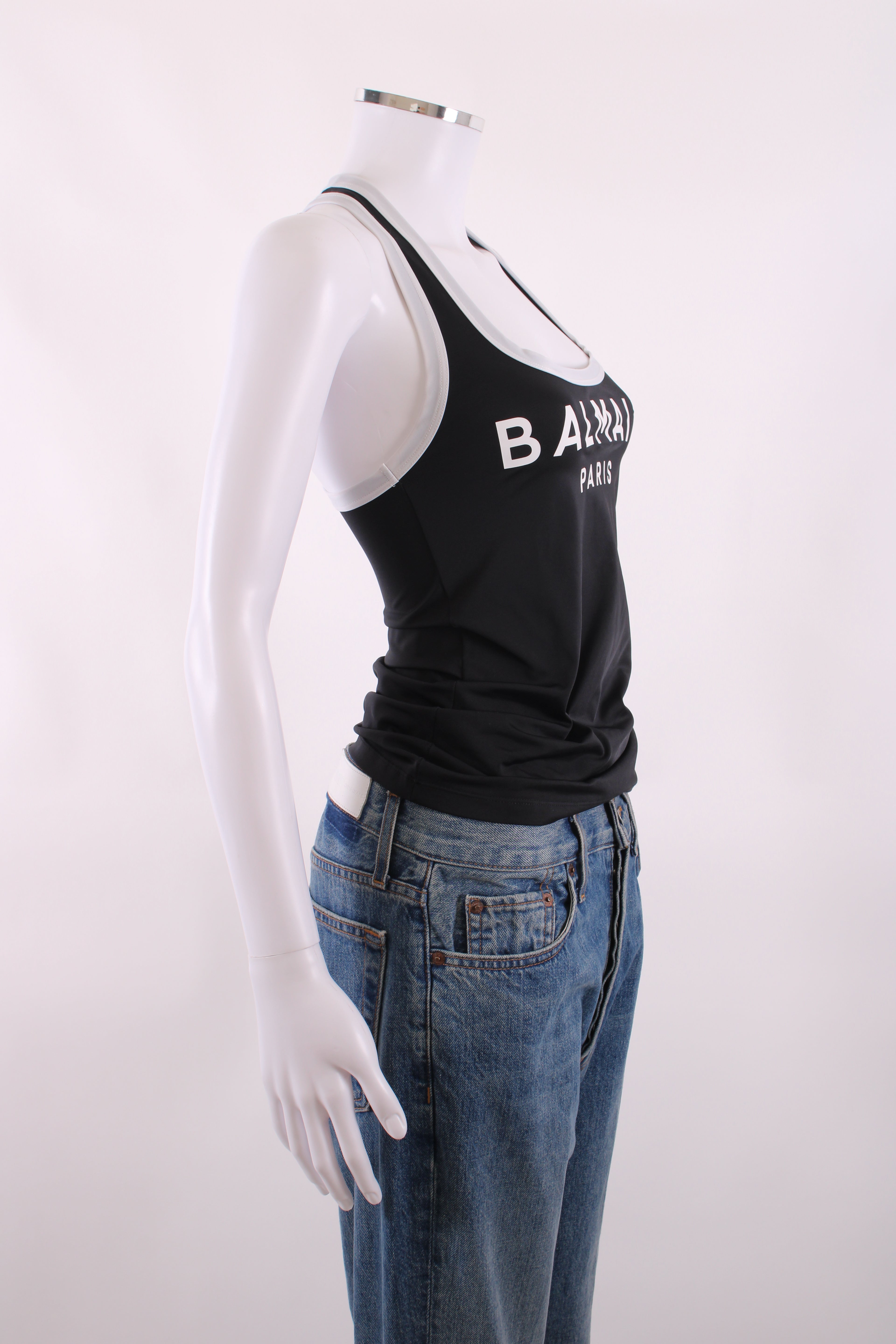 Balmain Racer Back Vest Black/White 36