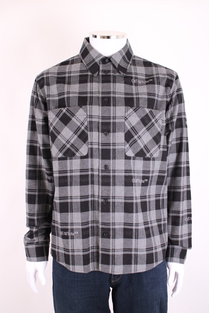 Off White L/S Check Shirt Grey/ Black M