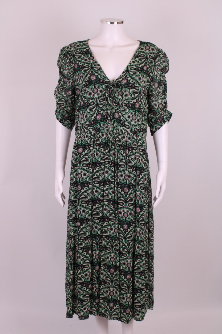 BA&SH S/S Print Dress Green/ Cream M