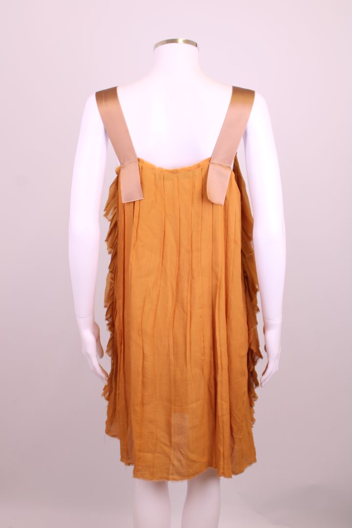 Lanvin S/S Pleated Ruffle Tunic Dress Mustard 14