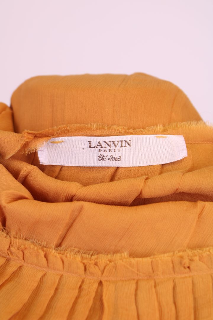 Lanvin S/S Pleated Ruffle Tunic Dress Mustard 14