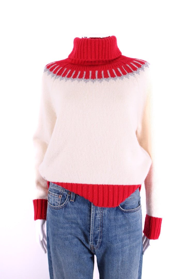 Lucy Nagle Roll Neck Jumper Cream/ Red S