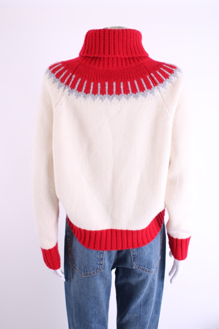 Lucy Nagle Roll Neck Jumper Cream/ Red S