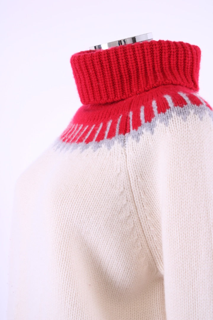 Lucy Nagle Roll Neck Jumper Cream/ Red S