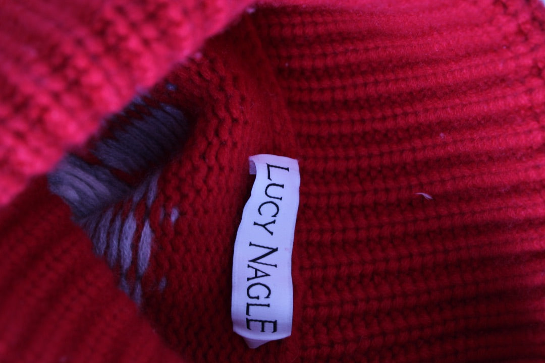 Lucy Nagle Roll Neck Jumper Cream/ Red S
