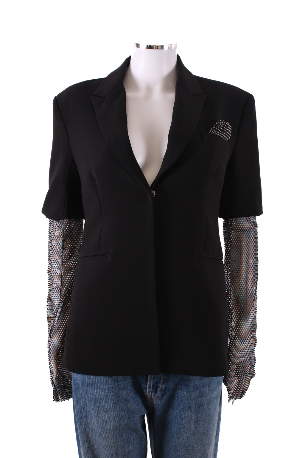 Anja Rock Embellished Sleeve Blazer Black S