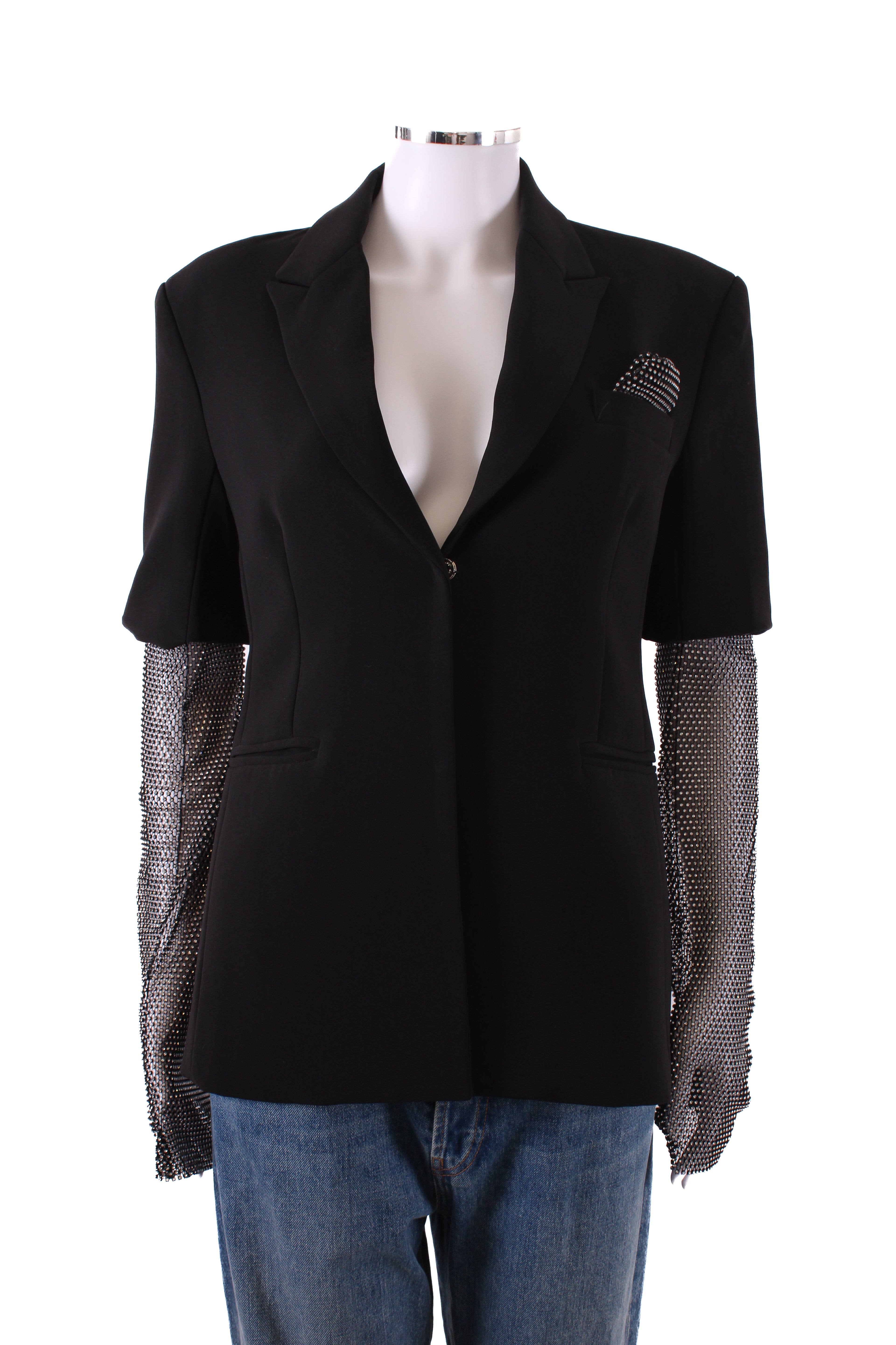 Anja Rock Embellished Sleeve Blazer Black S