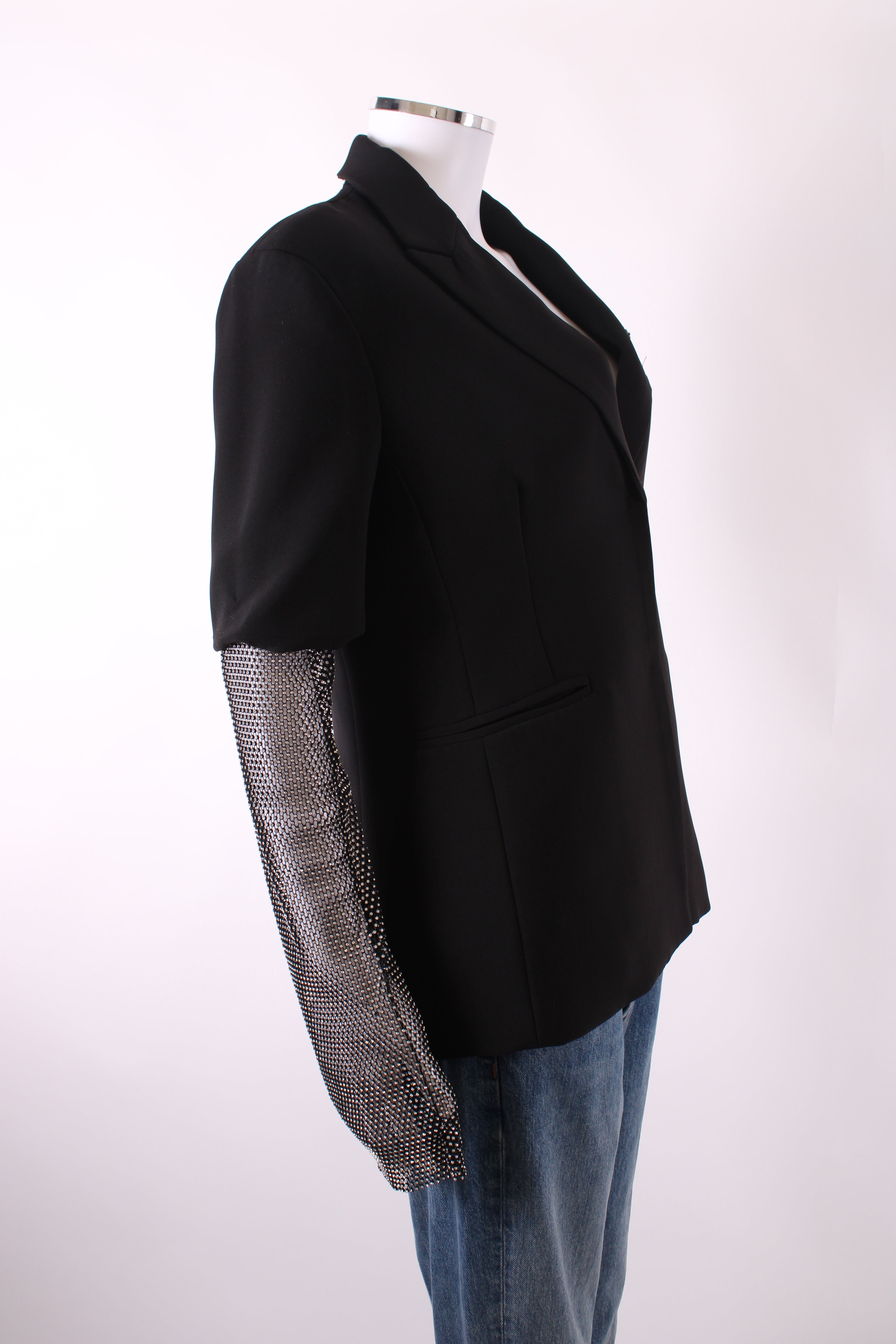 Anja Rock Embellished Sleeve Blazer Black S