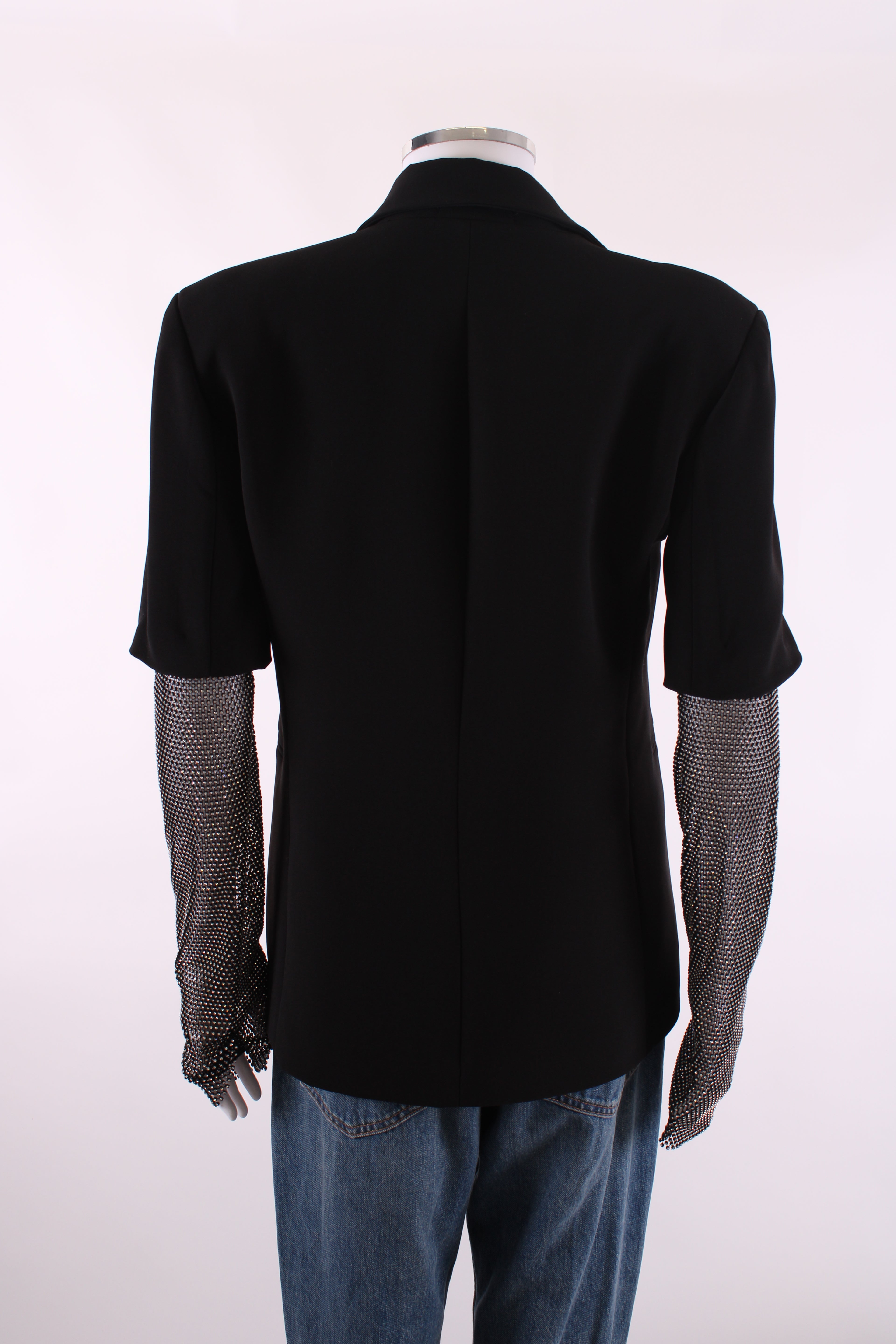 Anja Rock Embellished Sleeve Blazer Black S