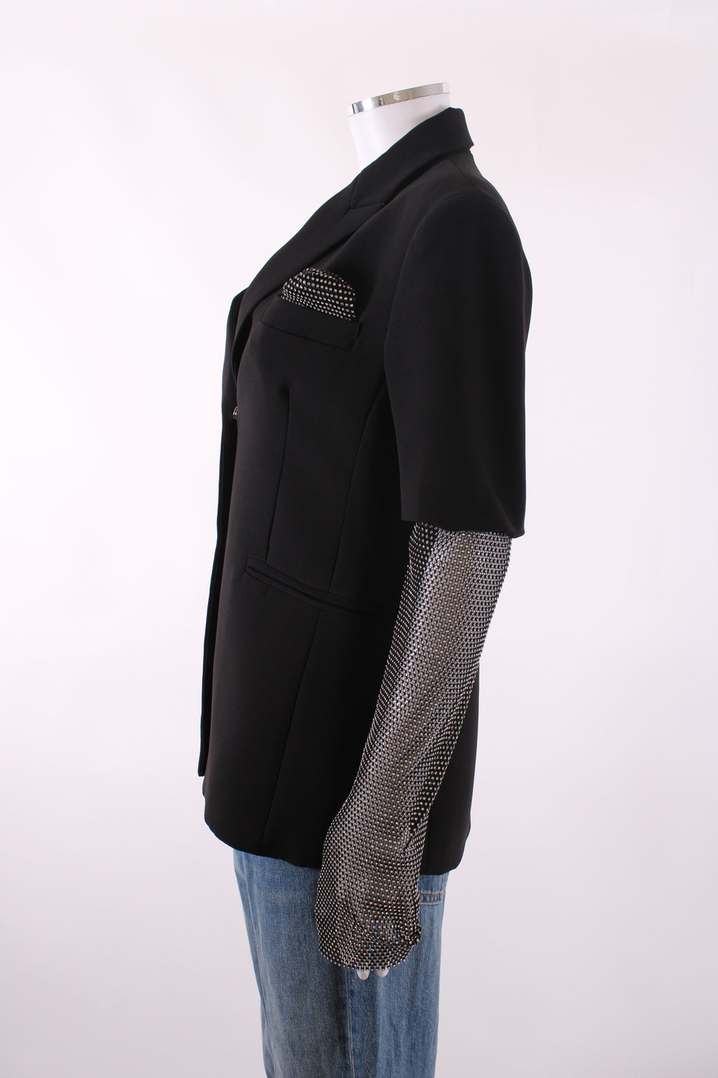 Anja Rock Embellished Sleeve Blazer Black S