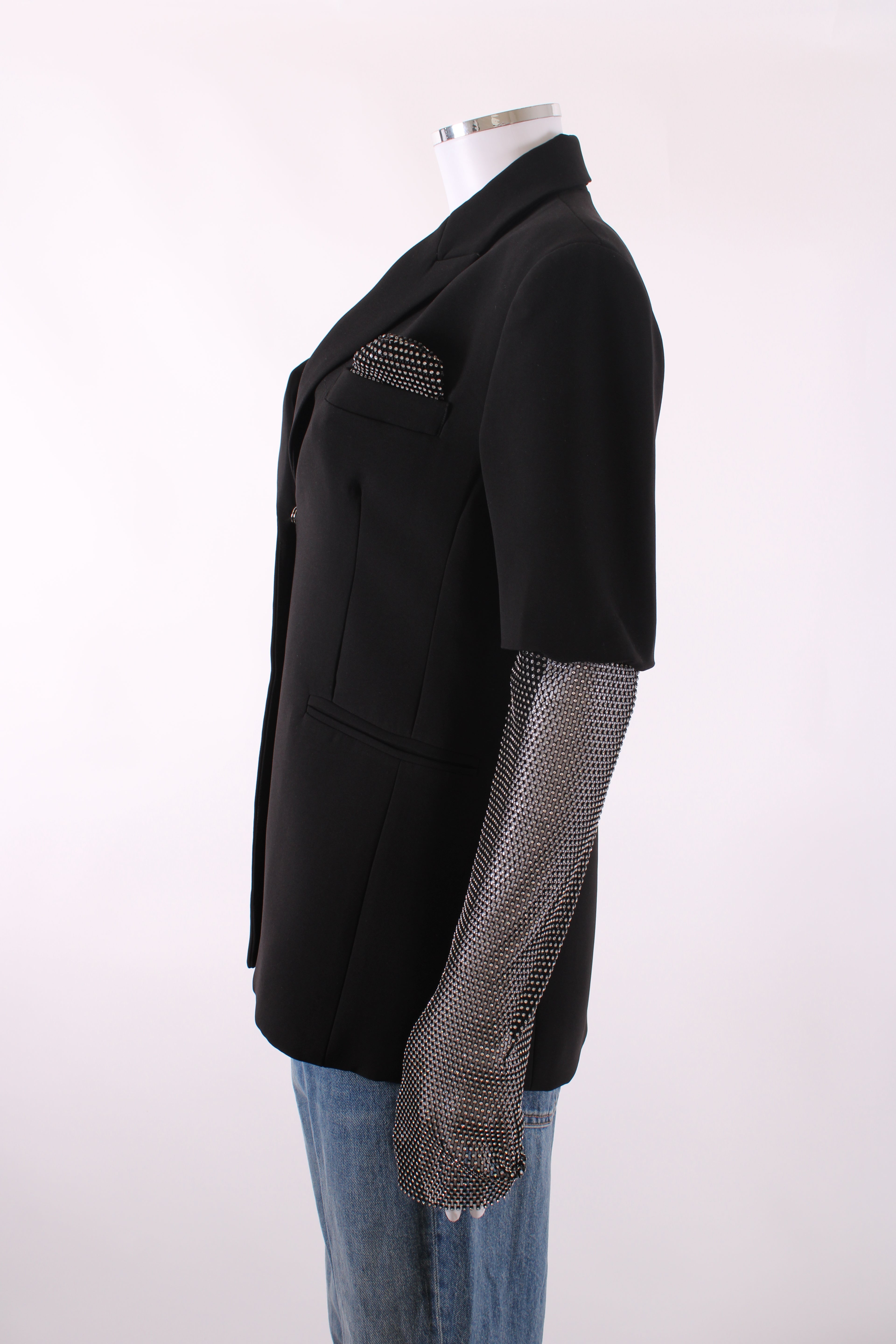 Anja Rock Embellished Sleeve Blazer Black S