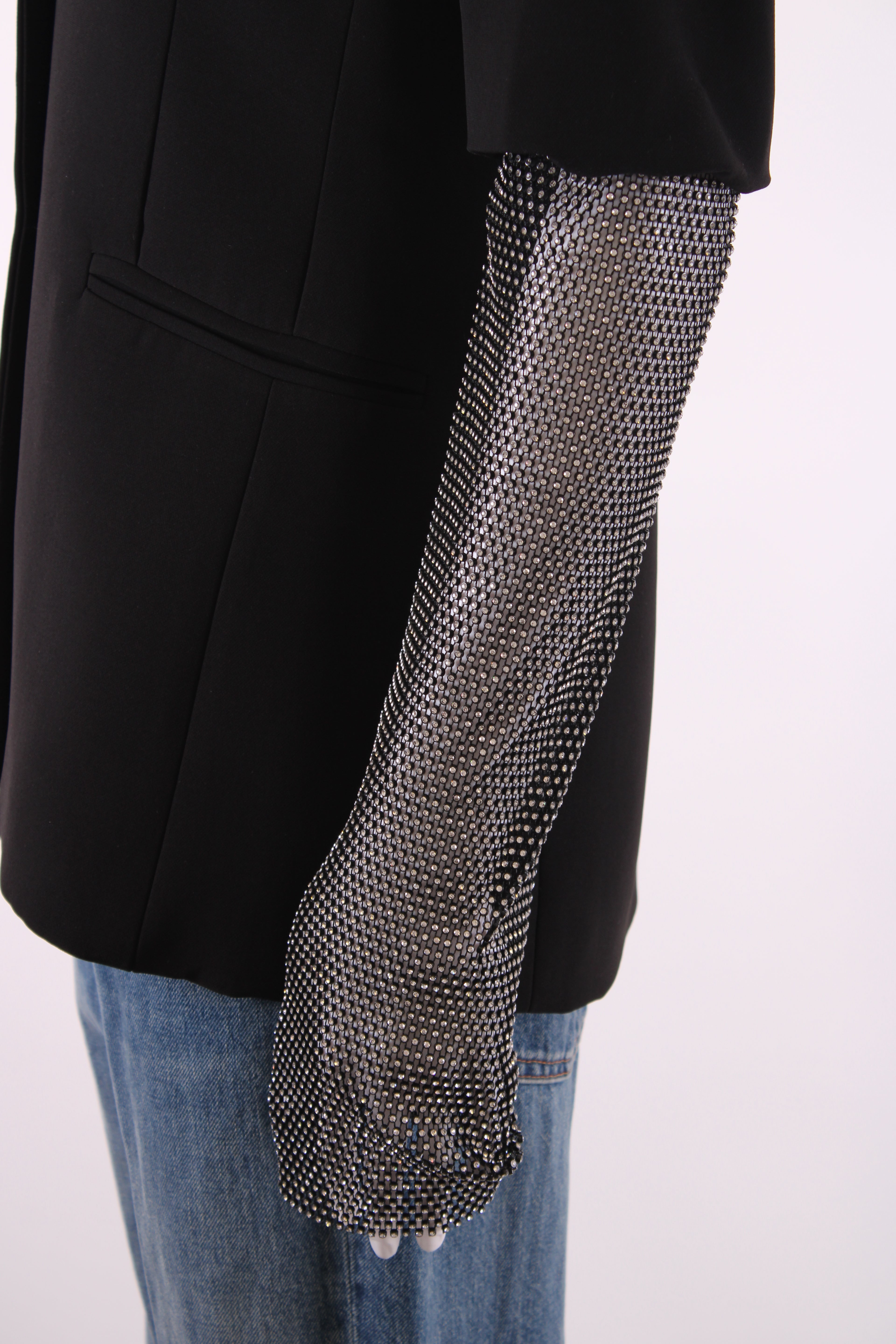 Anja Rock Embellished Sleeve Blazer Black S