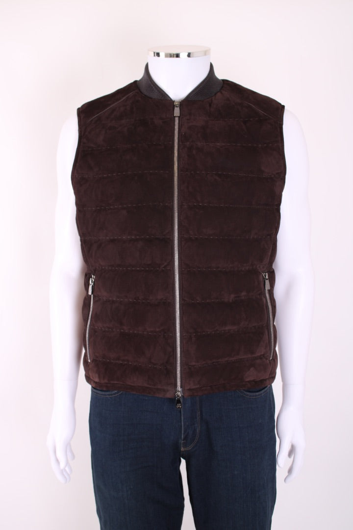Corneliani Padded Suede Gilet Brown M