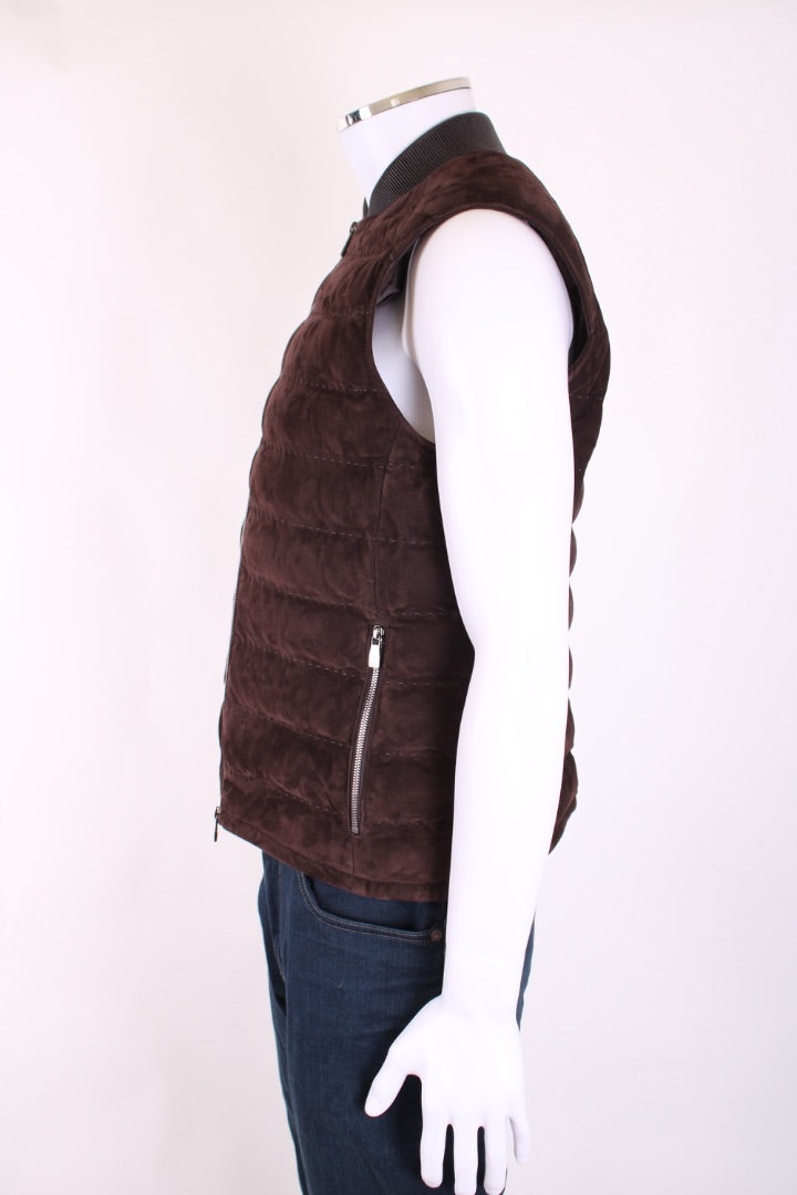 Corneliani Padded Suede Gilet Brown M