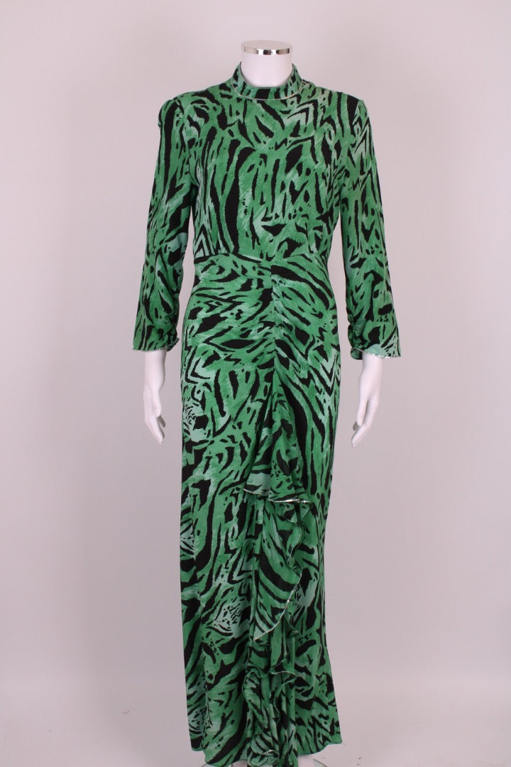 Rixo Zebra Print Maxi Dress Green M