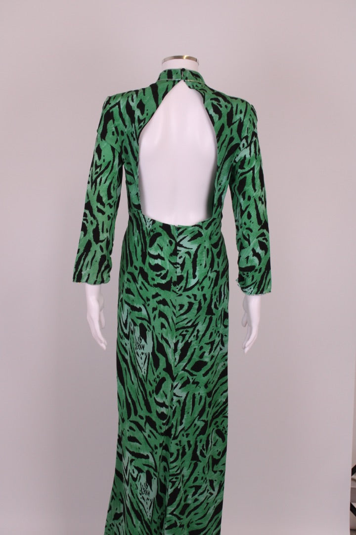 Rixo Zebra Print Maxi Dress Green M