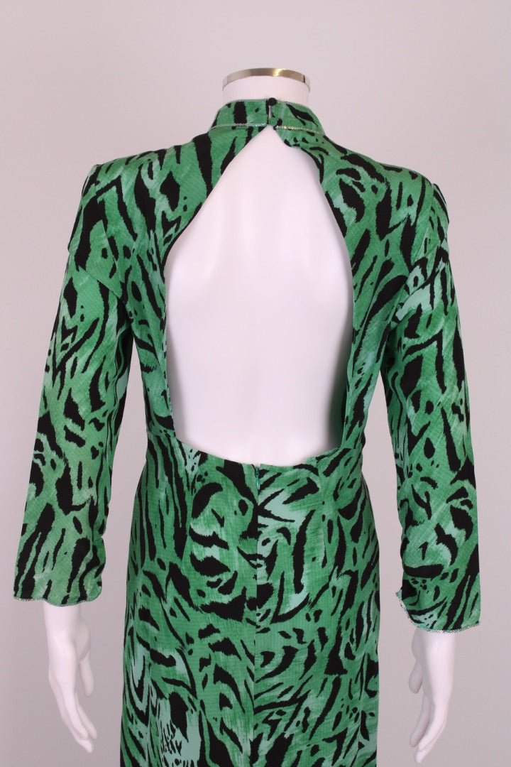 Rixo Zebra Print Maxi Dress Green M