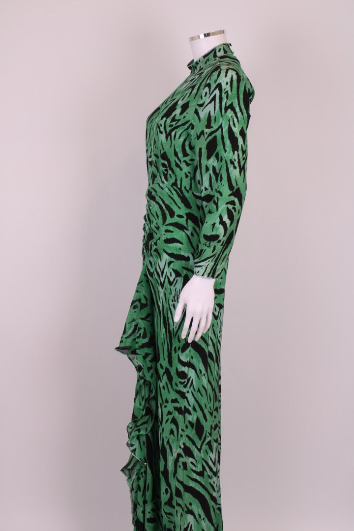 Rixo Zebra Print Maxi Dress Green M