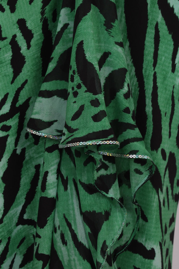 Rixo Zebra Print Maxi Dress Green M