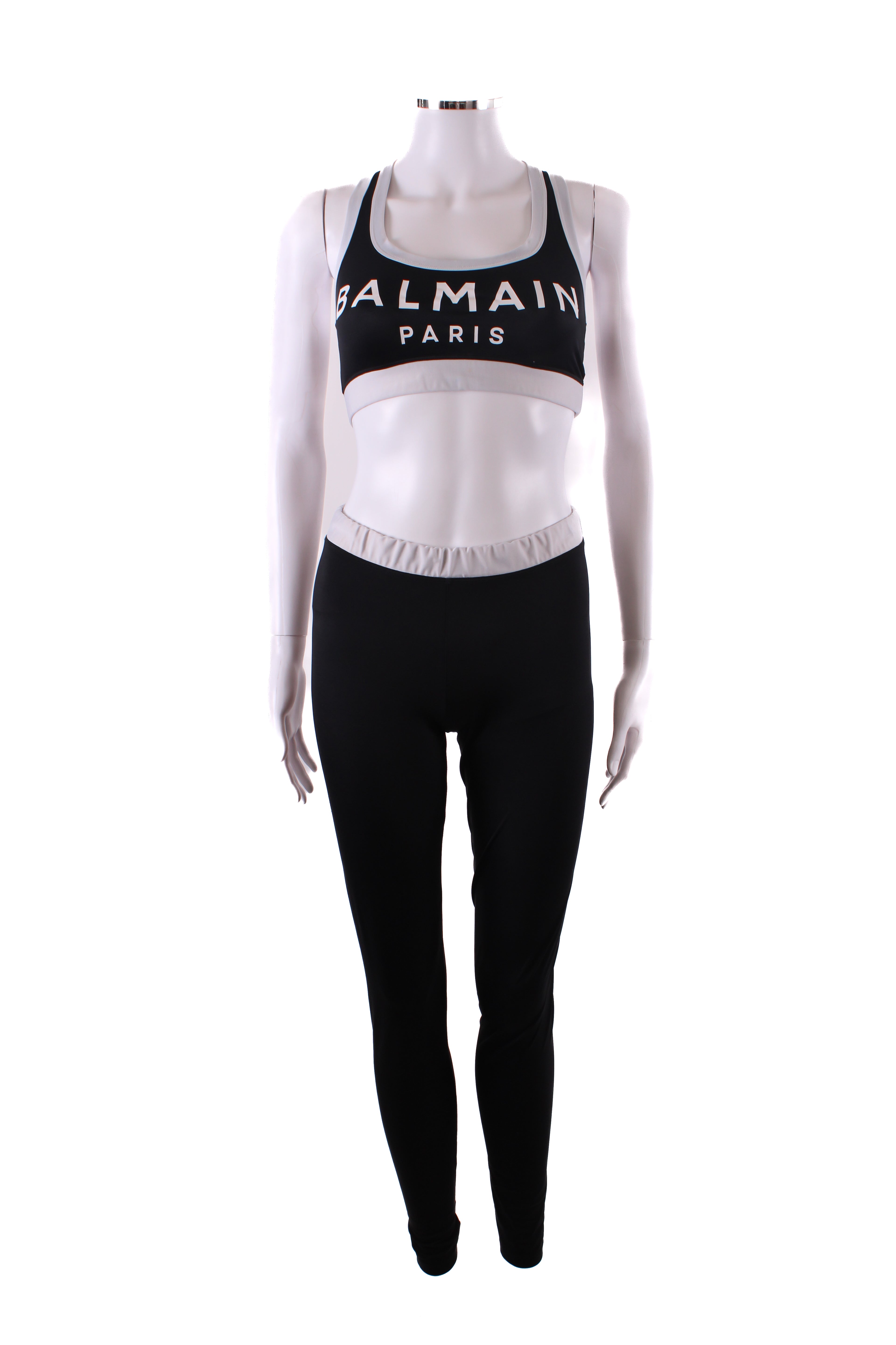Balmain Crop Top & Leggings Co-ord Black/White 38